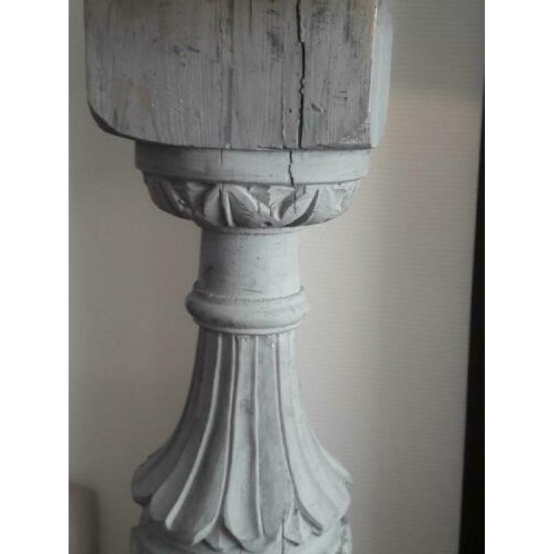 robuuste houten balusterlamp