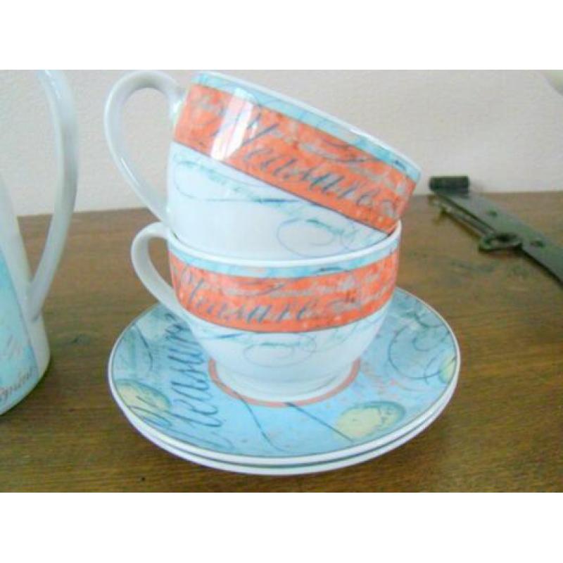 Theepot + 2 kop en schotels Wedgwood Variations