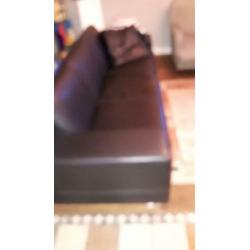Bank leer 3 zits en love seat