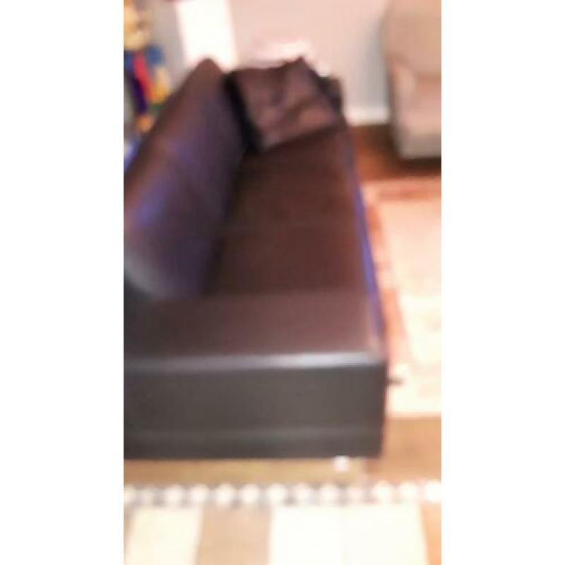 Bank leer 3 zits en love seat