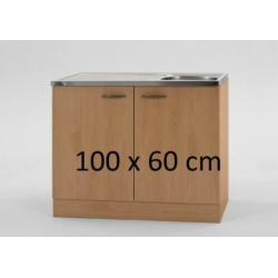 Beuken onderkast met RVS werkblad 100x50cm nieuw