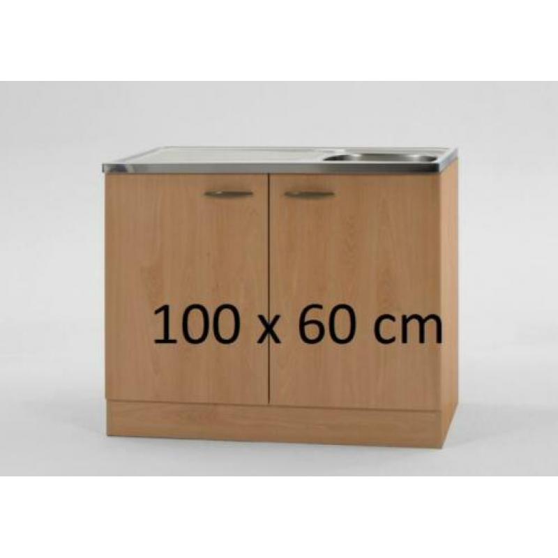 Beuken onderkast met RVS werkblad 100x50cm nieuw