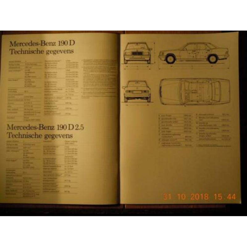 Prospectus mercedes 190d/190d 2,5 .type w201. Uitgavejaar 19