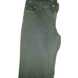 Jeans broek zwart met lederlook acsenten...NIEUW!! mt.m/l