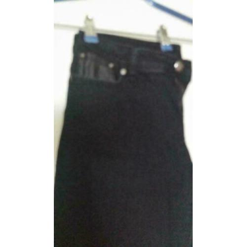 Jeans broek zwart met lederlook acsenten...NIEUW!! mt.m/l