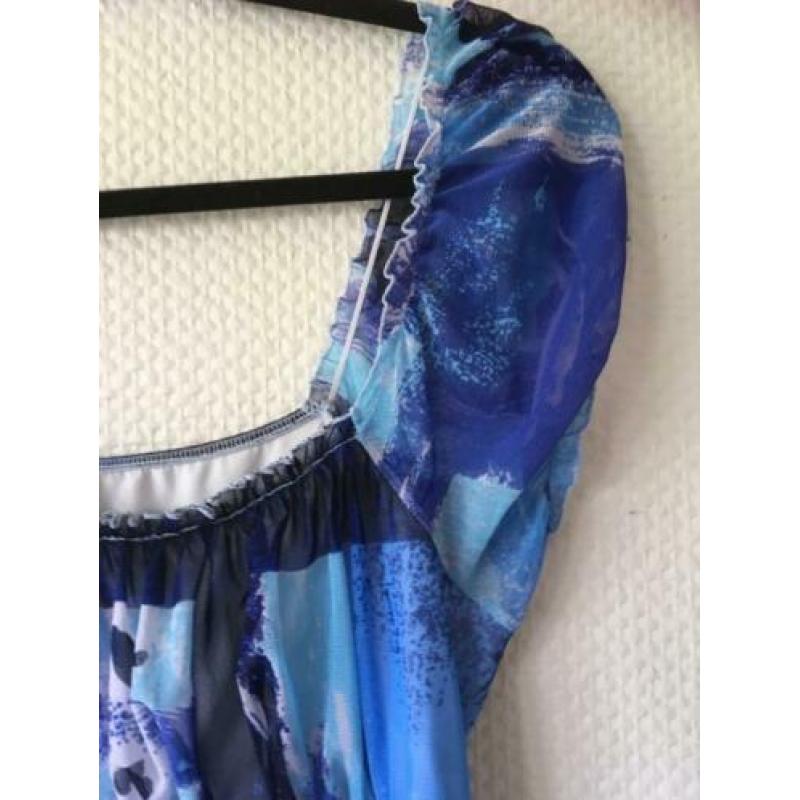 ZGAN *GEISHA* Erg Leuke Blauwe Jurk Maat L [MP43] 14.5 Sup