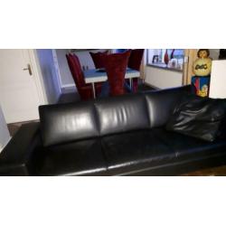 Bank leer 3 zits en love seat