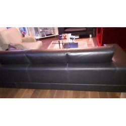 Bank leer 3 zits en love seat