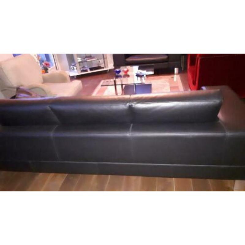 Bank leer 3 zits en love seat