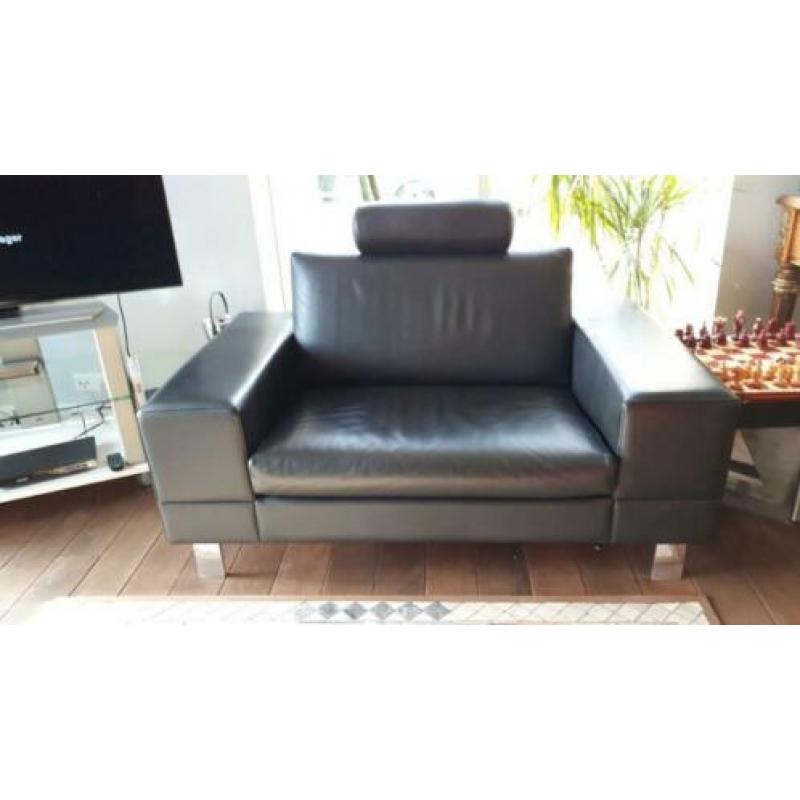 Bank leer 3 zits en love seat