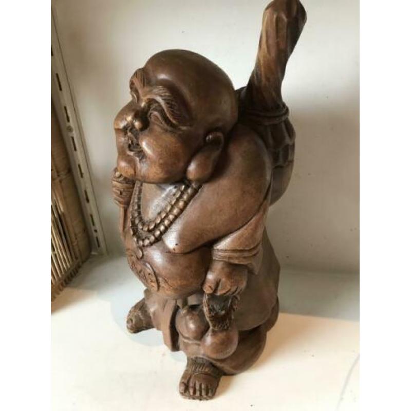 Zwaar houtsnijwerk Boeddha beeld Chinees of Aziatisch 43 cm