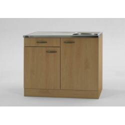 Beuken onderkast met RVS werkblad 100x50cm nieuw