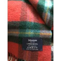 Johnstons 100% wollen sjaal rood groen, kwaliteit