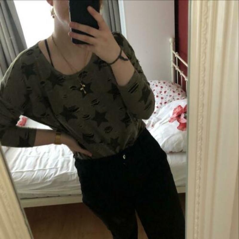 Top longsleeve dames sterren maat s distressed