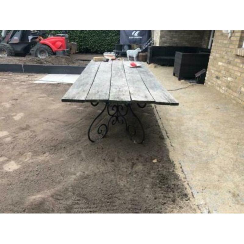 buitentafel 2,50 x 1,00 ( Antiek onderstel)