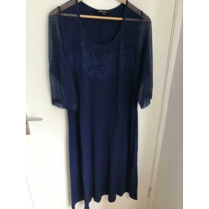 Nieuwe Ulla Popken lange navy blauw/paarse jurk maat 40/42