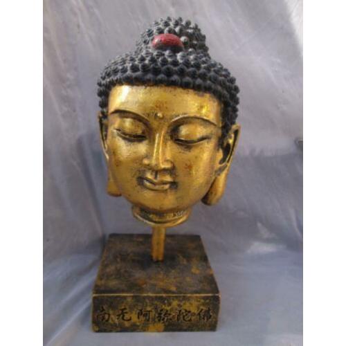 Thaise Gouden Boeddha Buddha op Sokkel met Karakters 25 cm