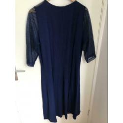Nieuwe Ulla Popken lange navy blauw/paarse jurk maat 40/42