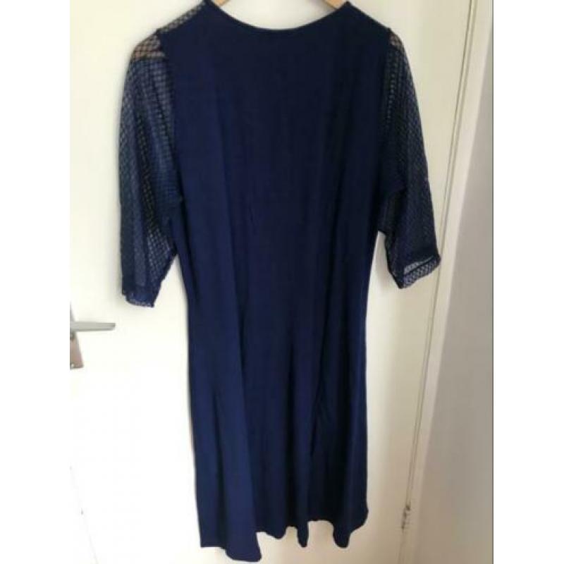 Nieuwe Ulla Popken lange navy blauw/paarse jurk maat 40/42