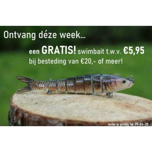 GRATIS kunstaas swimbait t.w.v. €5,95 bij besteding van €20