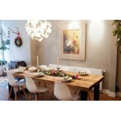 Balk houten tafel gemaakt van reclaimed wood