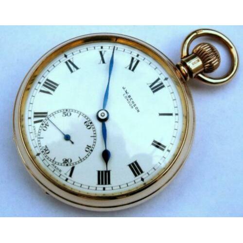 Massief gouden zakhorloge ‘J.W. Benson London’ 1933 MINT!!