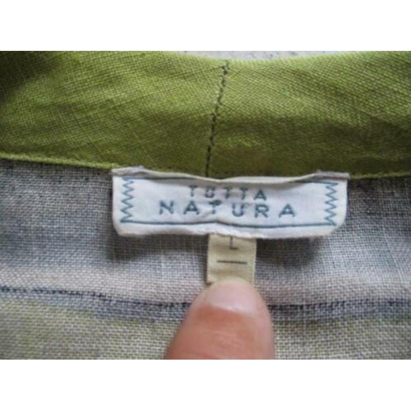 . Tutta Natura – Kort groen/zwart/grijs gestreept jasje.