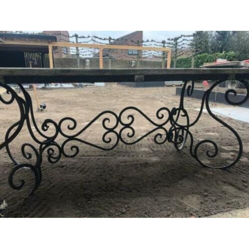 buitentafel 2,50 x 1,00 ( Antiek onderstel)