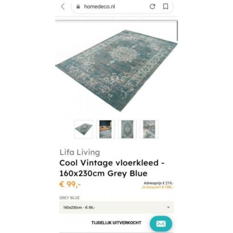 Vloerkleed grijs / blauw 160 x 230 cm nieuw!