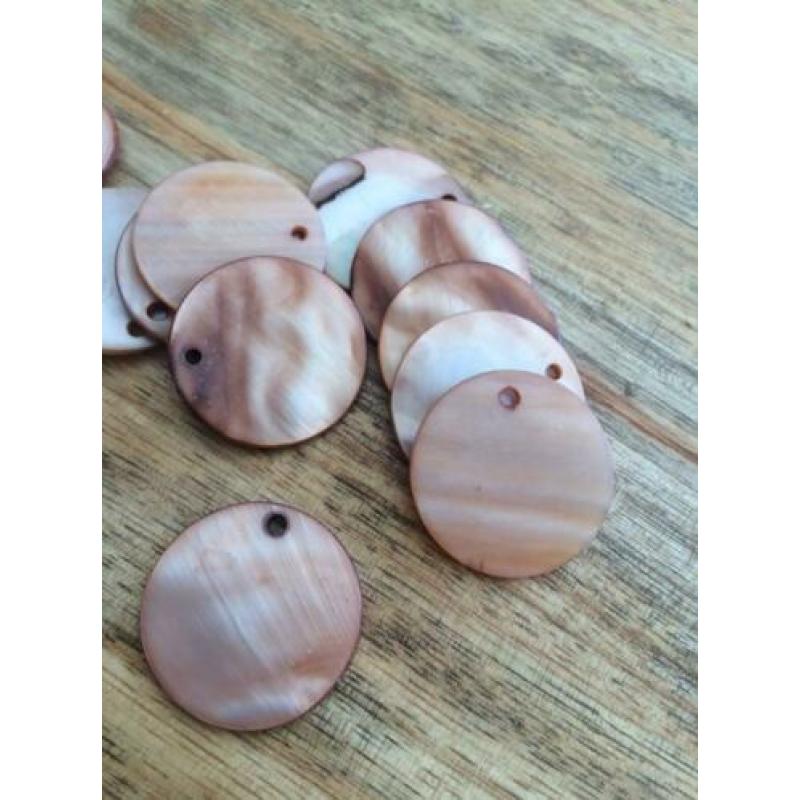 Schelpen hanger rond 25mm / 5 kleuren