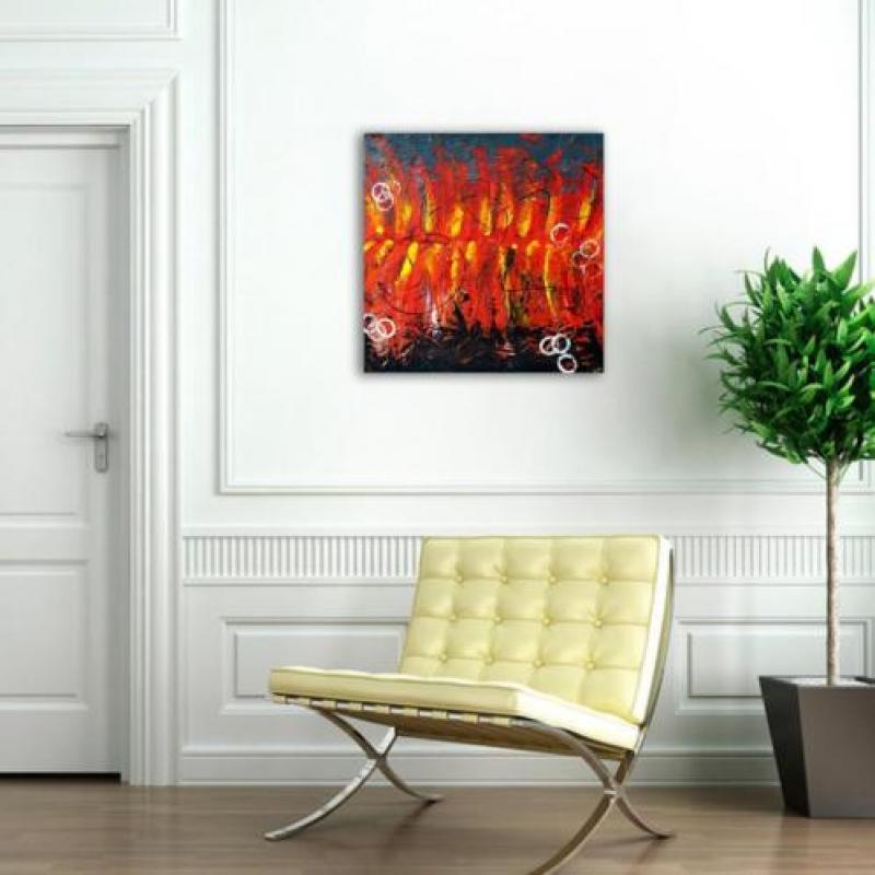 Groot zelfgemaakt abstract schilderij op canvas doek