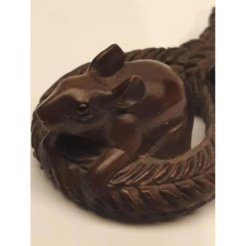 Antiek netsuke hout muis