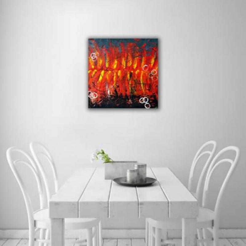 Groot zelfgemaakt abstract schilderij op canvas doek