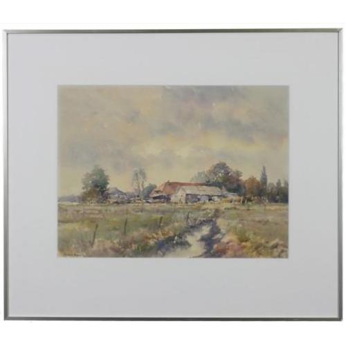 Aquarel boerderij zomer - Frans Manders