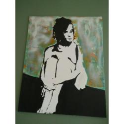 Schilderij D. Smolik: Nude on the abstract background, 2014