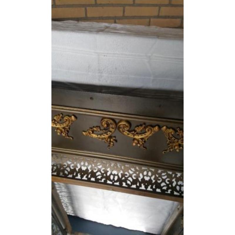 Antiek open haard scherm met deurtjes