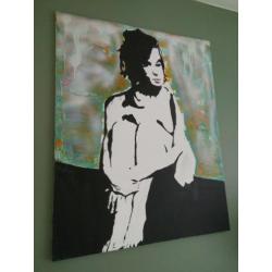 Schilderij D. Smolik: Nude on the abstract background, 2014