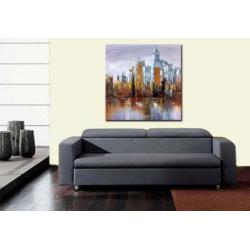 Skyline olieverf schilderij 100x100cm