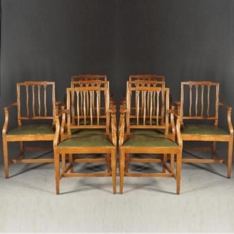 Antieke stoelen / Stel van 8 armstoelen / eetkamerstoelen...