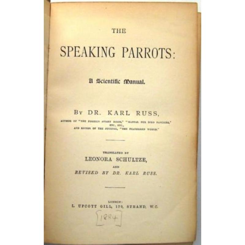 The Speaking Parrots [1884] Karl Russ Zeldzame bandtekening