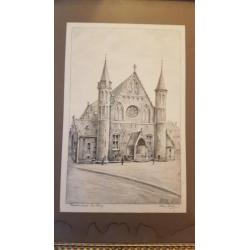 Unieke Tekening Ridderzaal Den Haag Hans Berk ong. 1920.