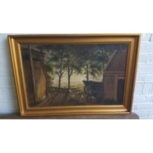 schilderij Jan Willem Lindeman Boerderij Boerenerf.