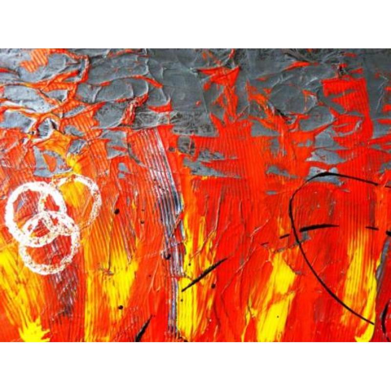 Groot zelfgemaakt abstract schilderij op canvas doek