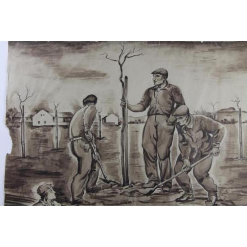 Tekening Czech republic 36 x 50 cm. Bomen planten