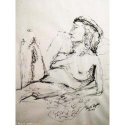 Naaktmodel tekening door Ruud Engels 2003 Incl. lijst