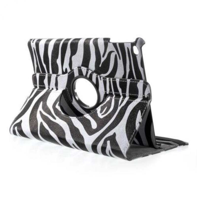 iPad 2017 en Air 1 hoes 360 roteerbaar kunstleder Zebra mot