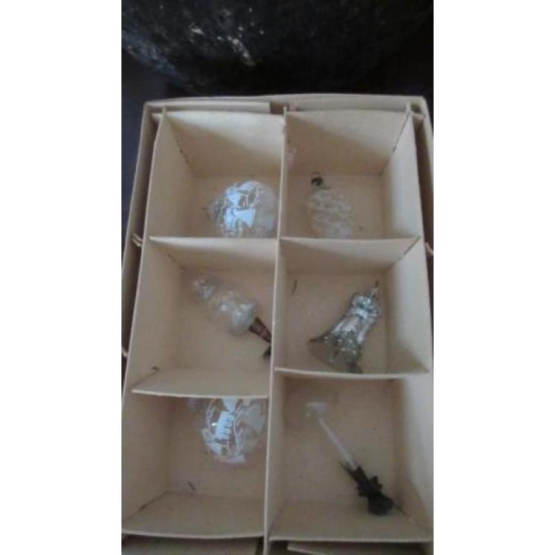 6 Oude glazen Transparante kerst ornamenten