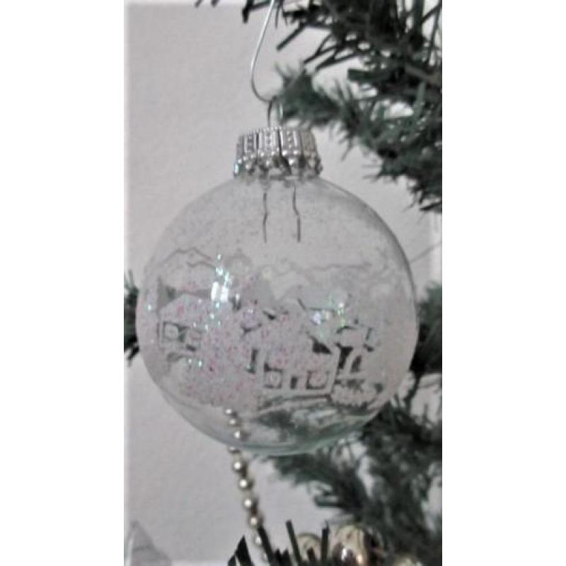 6 Oude glazen Transparante kerst ornamenten