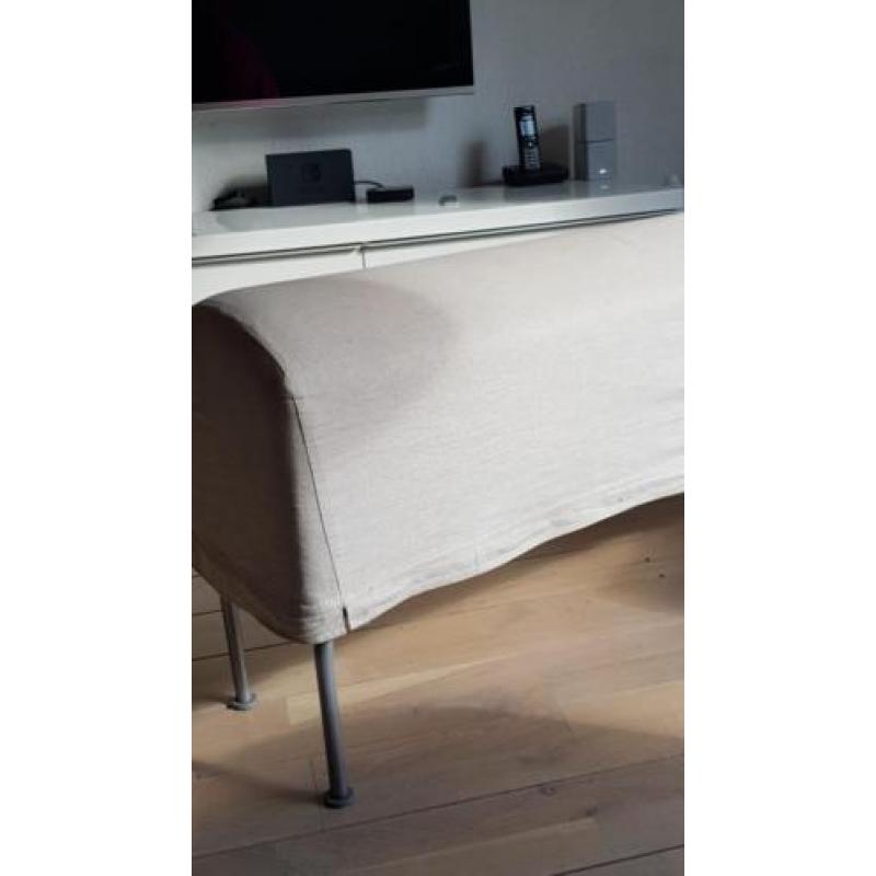 Ikea lange smalle hocker poef creme wit met hoes