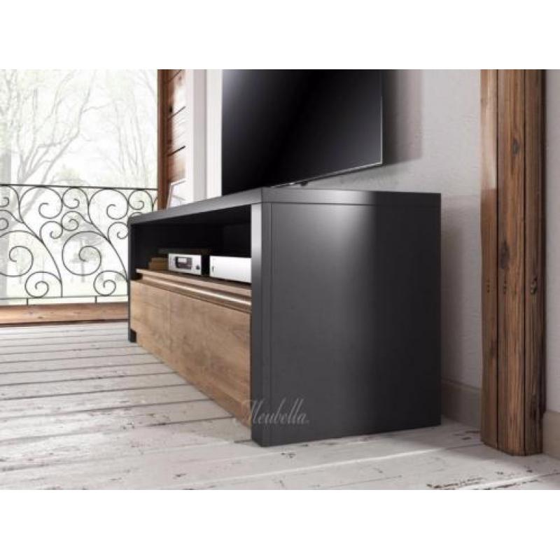 TV-Meubel Monaco 130 cm - Eiken - Grijs - 2 Lades - TV kast